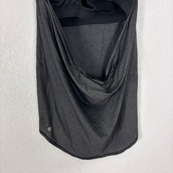 Lululemon Free To Be Wild Striped Grey Tank Top with Black Strappy Back Sports B - Picture 4 of 5